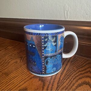 Laurel Burch Indigo Cats Coffee Cup Mug 2014 Blue Abstract Art Tea Drinkware